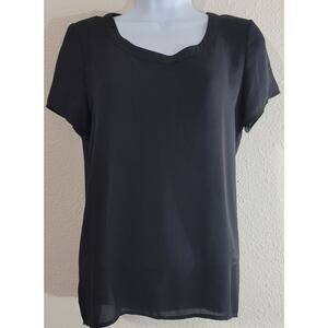 Ro & De Anthropologie Black Hi Low Hem Top Small Short Sleeves Lightweight Soft